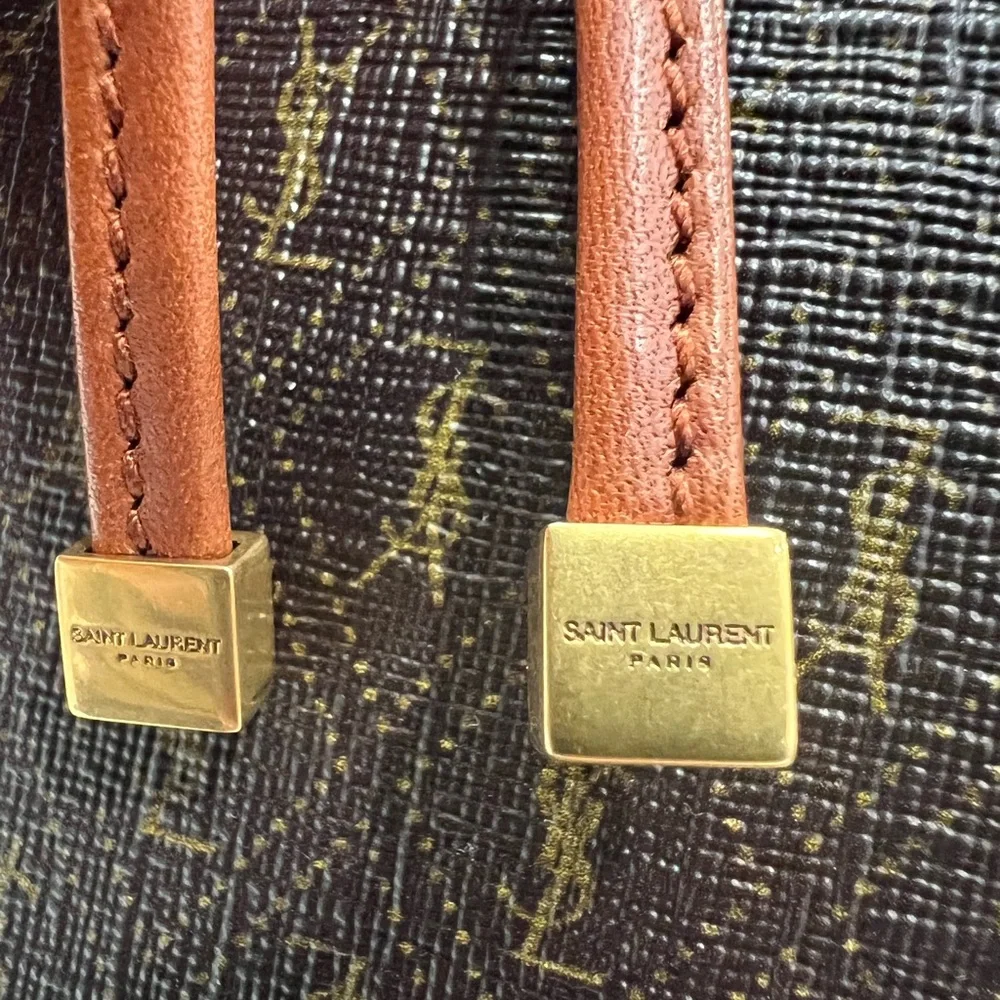 Saint Laurent Le Monogramme leather-trimmed printed coated-canvas bucket bag - Picture 9 of 16